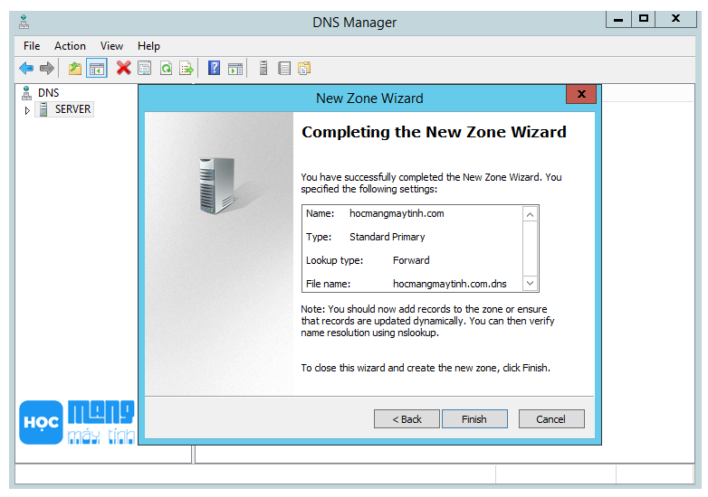 forward lookup zone dns server windows 2012 r2