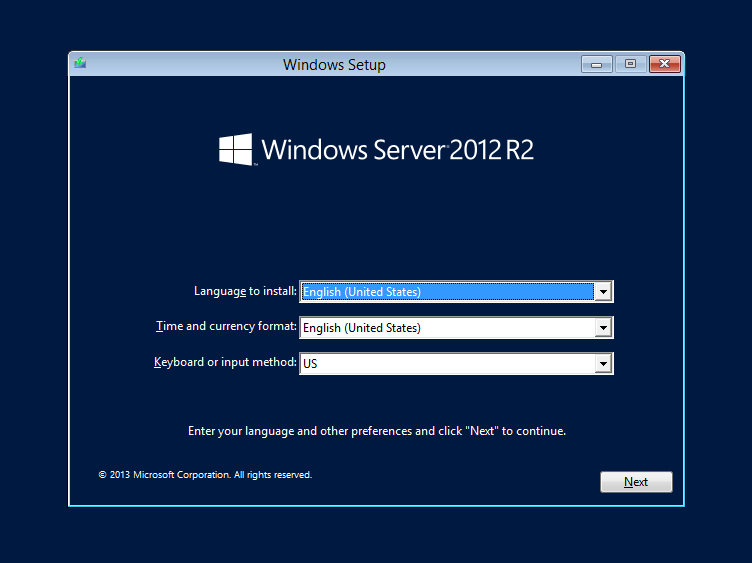 cài đặt Windows Server 2012 R2