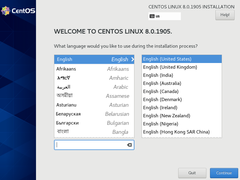 thiết lập ngôn ngữ CentOS 8